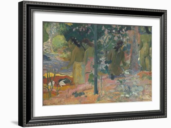 The Bathers, by Paul Gauguin, 1897, French Post-Impressionist painting,-Paul Gauguin-Framed Premium Giclee Print