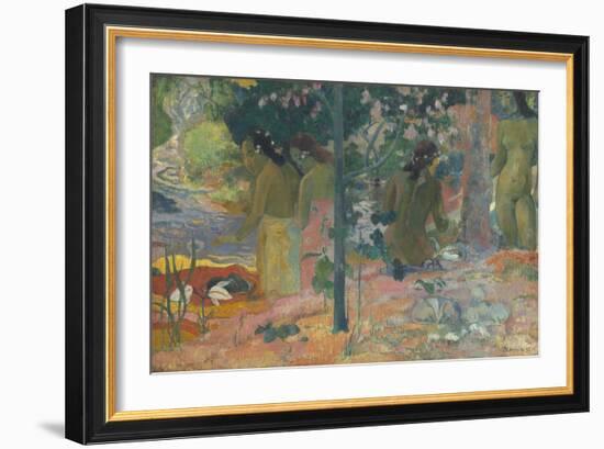 The Bathers, by Paul Gauguin, 1897, French Post-Impressionist painting,-Paul Gauguin-Framed Premium Giclee Print