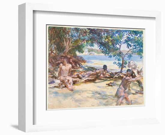 The Bathers (W/C & Gouache over Graphite on Paper)-John Singer Sargent-Framed Giclee Print