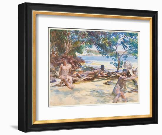 The Bathers (W/C & Gouache over Graphite on Paper)-John Singer Sargent-Framed Giclee Print