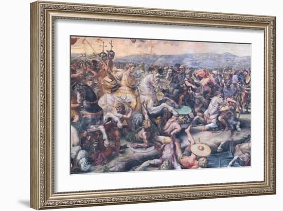 The Battle at the Milvian Bridge, Detail (Fresco)-Giulio Romano-Framed Giclee Print