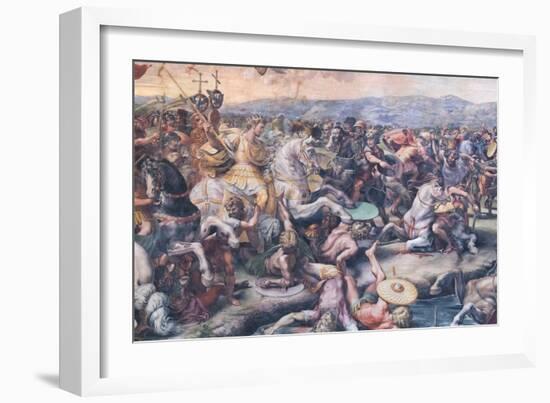 The Battle at the Milvian Bridge, Detail (Fresco)-Giulio Romano-Framed Giclee Print
