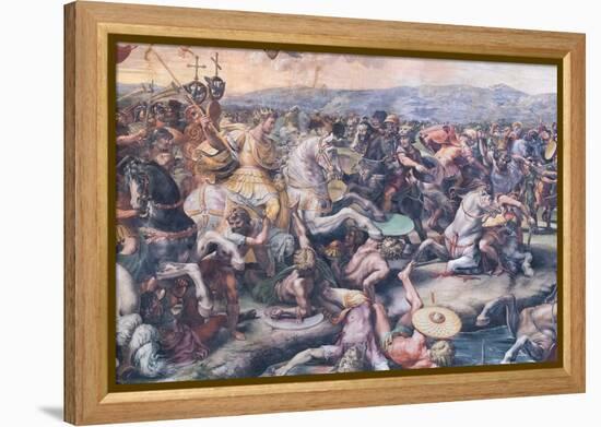 The Battle at the Milvian Bridge, Detail (Fresco)-Giulio Romano-Framed Premier Image Canvas