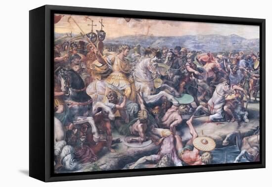 The Battle at the Milvian Bridge, Detail (Fresco)-Giulio Romano-Framed Premier Image Canvas