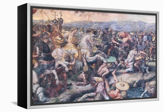 The Battle at the Milvian Bridge, Detail (Fresco)-Giulio Romano-Framed Premier Image Canvas