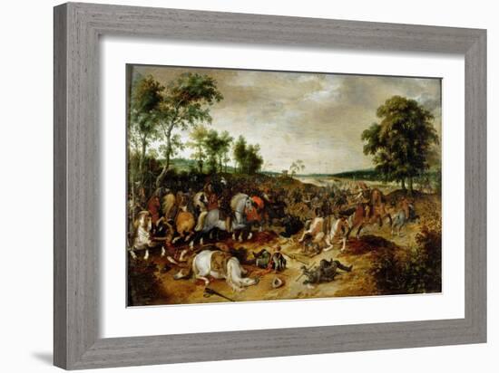 The Battle Between Officers Breaute and Gerard Abrahamsz Called Lekkerbeetje at Vught-Sebastian Vrancx-Framed Giclee Print