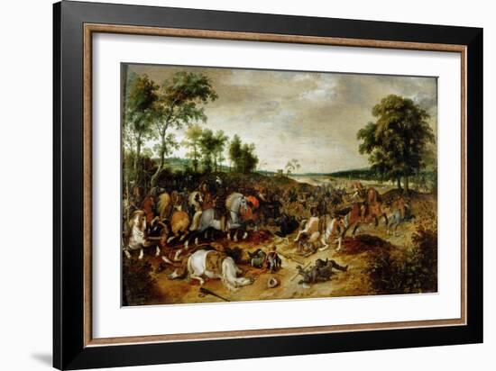 The Battle Between Officers Breaute and Gerard Abrahamsz Called Lekkerbeetje at Vught-Sebastian Vrancx-Framed Giclee Print