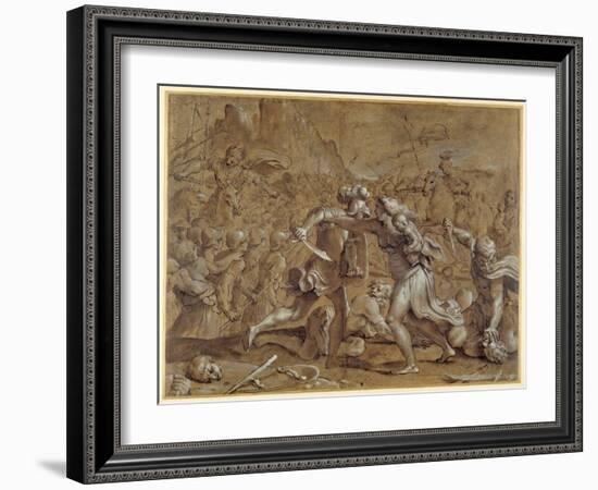 The Battle Between the Romans and the Sabines-Annibale Carracci-Framed Giclee Print