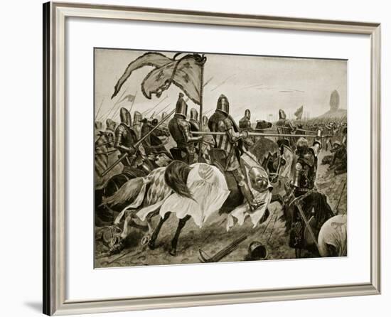 The Battle of Crecy, 26th August 1346, Illustration from The History of the Nation-Richard Caton Woodville-Framed Giclee Print