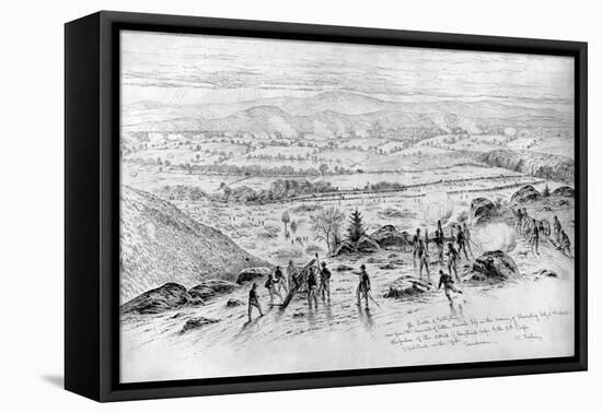 The Battle of Gettysburg - View from the Summit of Little Round Top on the Evening of July 2, 1863-Edwin Forbes-Framed Premier Image Canvas