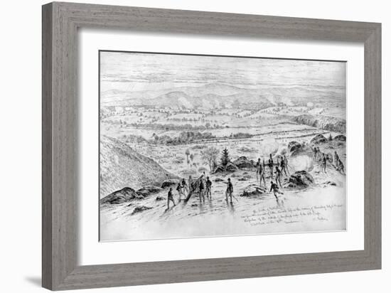 The Battle of Gettysburg - View from the Summit of Little Round Top on the Evening of July 2, 1863-Edwin Forbes-Framed Giclee Print