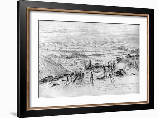 The Battle of Gettysburg - View from the Summit of Little Round Top on the Evening of July 2, 1863-Edwin Forbes-Framed Giclee Print