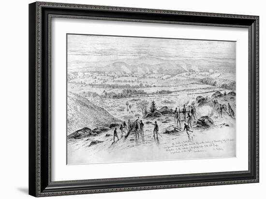 The Battle of Gettysburg - View from the Summit of Little Round Top on the Evening of July 2, 1863-Edwin Forbes-Framed Giclee Print