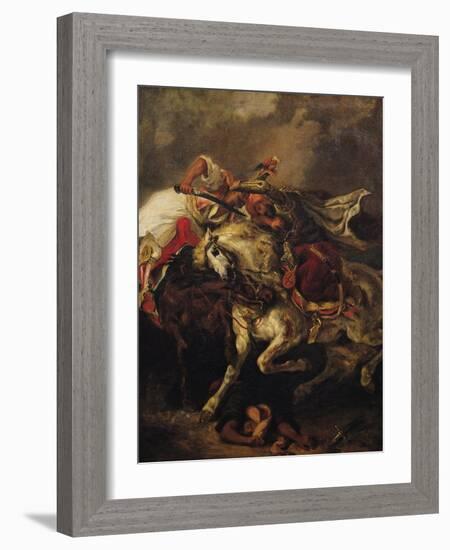 The Battle of Giaour and Hassan, after Byron's Poem, "Le Giaour," 1835-Eugene Delacroix-Framed Giclee Print