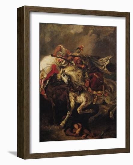 The Battle of Giaour and Hassan, after Byron's Poem, "Le Giaour," 1835-Eugene Delacroix-Framed Giclee Print