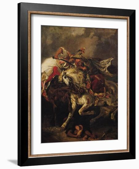 The Battle of Giaour and Hassan, after Byron's Poem, "Le Giaour," 1835-Eugene Delacroix-Framed Giclee Print