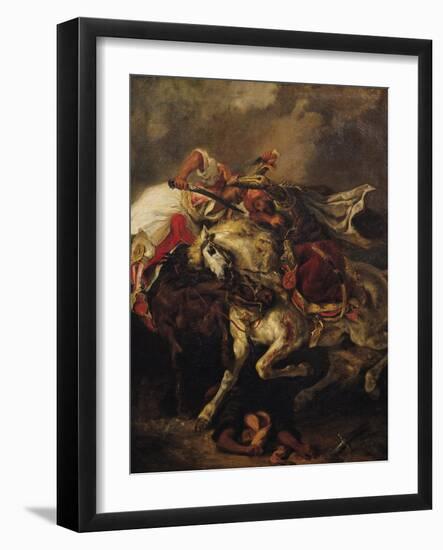 The Battle of Giaour and Hassan, after Byron's Poem, "Le Giaour," 1835-Eugene Delacroix-Framed Giclee Print