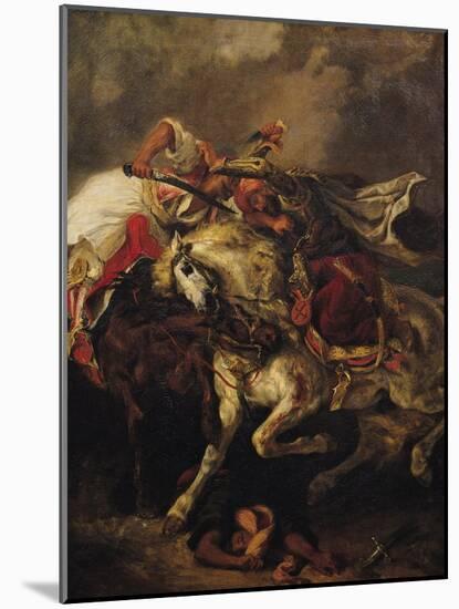 The Battle of Giaour and Hassan, after Byron's Poem, "Le Giaour," 1835-Eugene Delacroix-Mounted Giclee Print