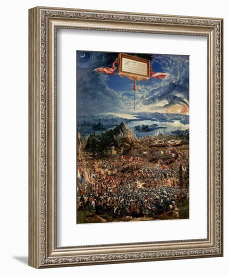 The Battle of Issus, or the Victory of Alexander the Great, 1529 (Oil on Panel)-Albrecht Altdorfer-Framed Giclee Print