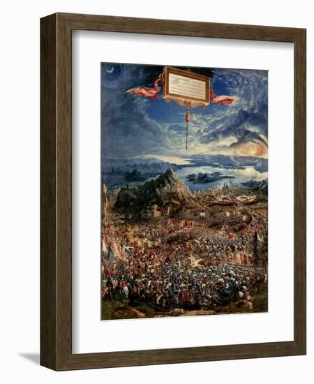 The Battle of Issus, or the Victory of Alexander the Great, 1529 (Oil on Panel)-Albrecht Altdorfer-Framed Giclee Print