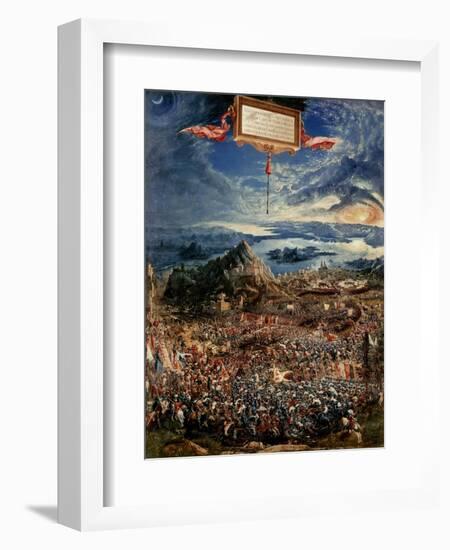 The Battle of Issus, or the Victory of Alexander the Great, 1529 (Oil on Panel)-Albrecht Altdorfer-Framed Giclee Print