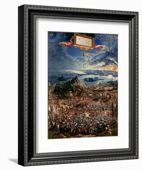 The Battle of Issus, or the Victory of Alexander the Great, 1529 (Oil on Panel)-Albrecht Altdorfer-Framed Giclee Print