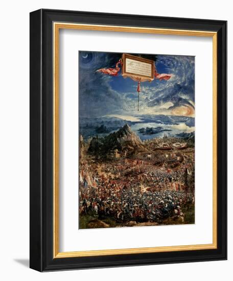 The Battle of Issus, or the Victory of Alexander the Great, 1529 (Oil on Panel)-Albrecht Altdorfer-Framed Giclee Print