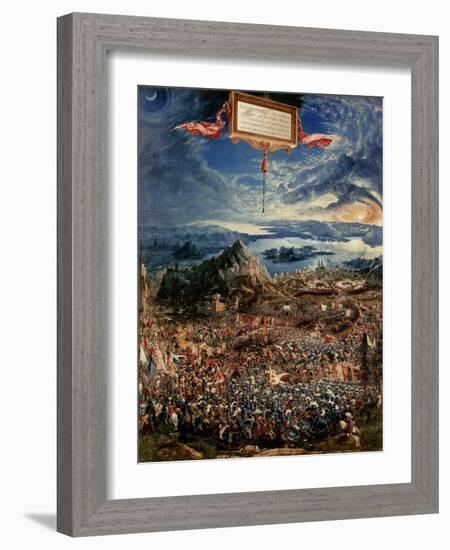 The Battle of Issus, or the Victory of Alexander the Great, 1529 (Oil on Panel)-Albrecht Altdorfer-Framed Giclee Print