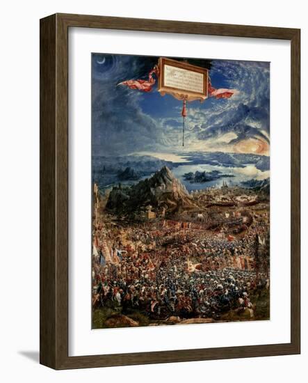 The Battle of Issus, or the Victory of Alexander the Great, 1529 (Oil on Panel)-Albrecht Altdorfer-Framed Giclee Print