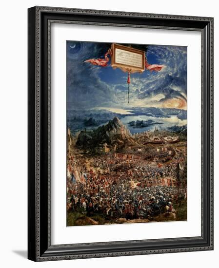 The Battle of Issus, or the Victory of Alexander the Great, 1529 (Oil on Panel)-Albrecht Altdorfer-Framed Giclee Print