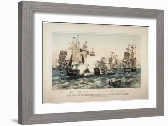 The Battle of Lake Erie, Commodore O.H. Perry's Victory, 1878-J. P. Newell-Framed Giclee Print