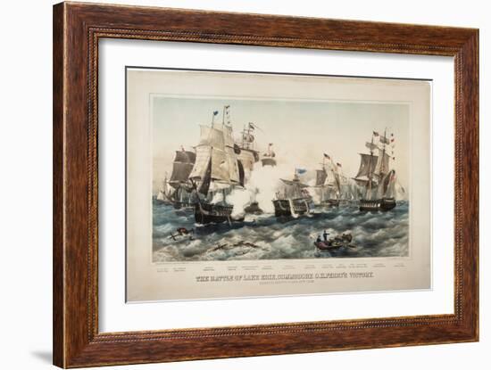 The Battle of Lake Erie, Commodore O.H. Perry's Victory, 1878-J. P. Newell-Framed Giclee Print