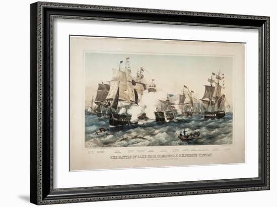 The Battle of Lake Erie, Commodore O.H. Perry's Victory, 1878-J. P. Newell-Framed Giclee Print