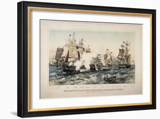 The Battle of Lake Erie, Commodore O.H. Perry's Victory, 1878-J. P. Newell-Framed Giclee Print