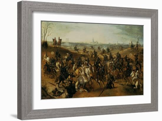 The Battle of Lekkerbeetje or the Battle of Vught Heath with a View of 'S-Hertogenbosch'-Sebastiaen Vrancx-Framed Giclee Print