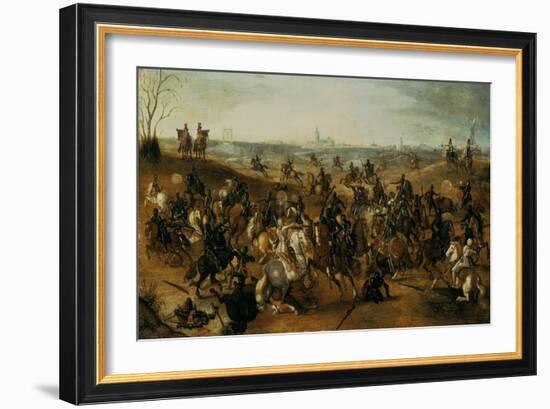 The Battle of Lekkerbeetje or the Battle of Vught Heath with a View of 'S-Hertogenbosch'-Sebastiaen Vrancx-Framed Giclee Print