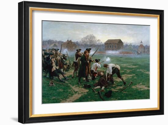 The Battle of Lexington, 19th April 1775, 1910-William Barnes Wollen-Framed Giclee Print