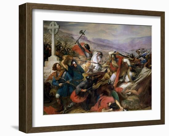 The Battle of Poitiers, 25th October 732, Won by Charles Martel (688-741) 1837-Charles Auguste Steuben-Framed Giclee Print