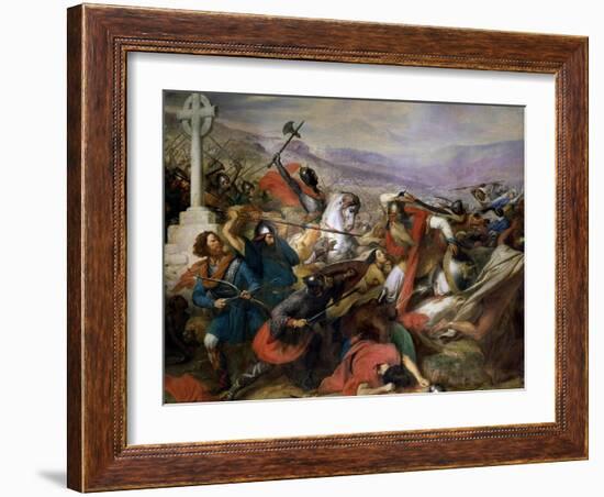 The Battle of Poitiers, 25th October 732, Won by Charles Martel (688-741) 1837-Charles Auguste Steuben-Framed Giclee Print