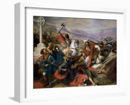 The Battle of Poitiers, 25th October 732, Won by Charles Martel (688-741) 1837-Charles Auguste Steuben-Framed Giclee Print