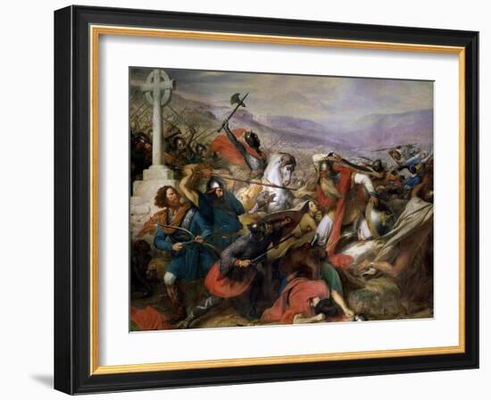 The Battle of Poitiers, 25th October 732, Won by Charles Martel (688-741) 1837-Charles Auguste Steuben-Framed Giclee Print