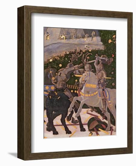 The Battle of San Romano, Detail of Two Cavalrymen Engaged in Combat, circa 1450-60-Paolo Uccello-Framed Giclee Print