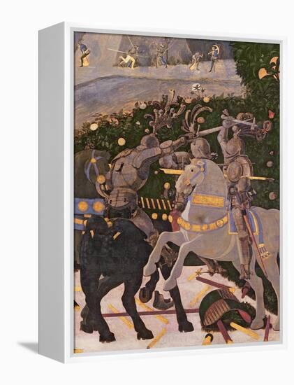 The Battle of San Romano, Detail of Two Cavalrymen Engaged in Combat, circa 1450-60-Paolo Uccello-Framed Premier Image Canvas