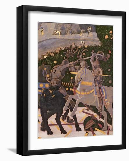 The Battle of San Romano, Detail of Two Cavalrymen Engaged in Combat, circa 1450-60-Paolo Uccello-Framed Giclee Print