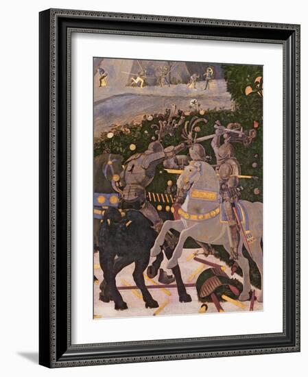 The Battle of San Romano, Detail of Two Cavalrymen Engaged in Combat, circa 1450-60-Paolo Uccello-Framed Giclee Print