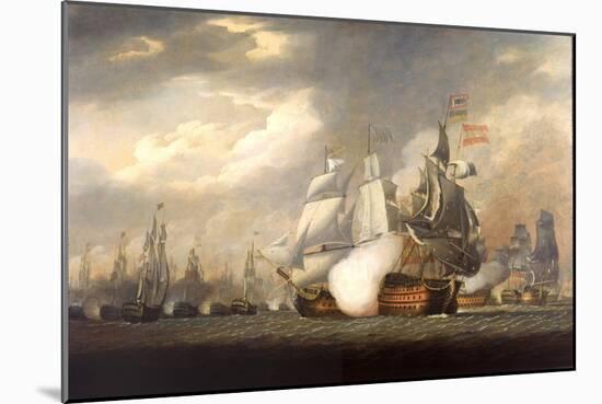 The Battle of St Vincent, 14 February 1797., 1798 (Oil on Canvas)-Robert Cleveley-Mounted Giclee Print
