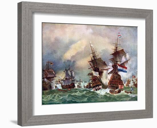 The Battle of Texel, 1673 (C192)-Eugene Isabey-Framed Giclee Print