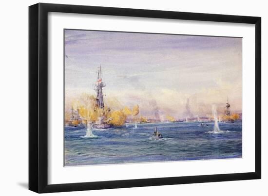 The Battle of the Dardanelles (1915) (Turkey), during the Gallipoli Campaign, in the Sea of Marmara-William Lionel Wyllie-Framed Giclee Print