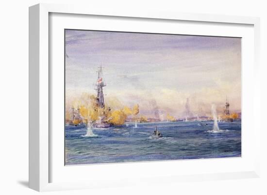 The Battle of the Dardanelles (1915) (Turkey), during the Gallipoli Campaign, in the Sea of Marmara-William Lionel Wyllie-Framed Giclee Print