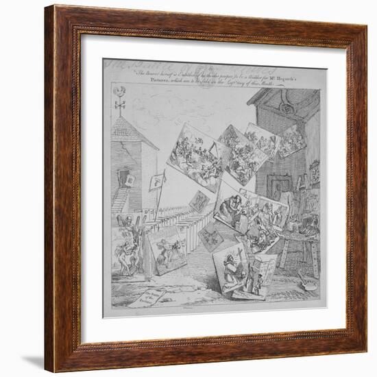 The Battle of the Pictures, a Bidder's Ticket for Hogarth's Auction of 19 Paintings, 1744-William Hogarth-Framed Giclee Print